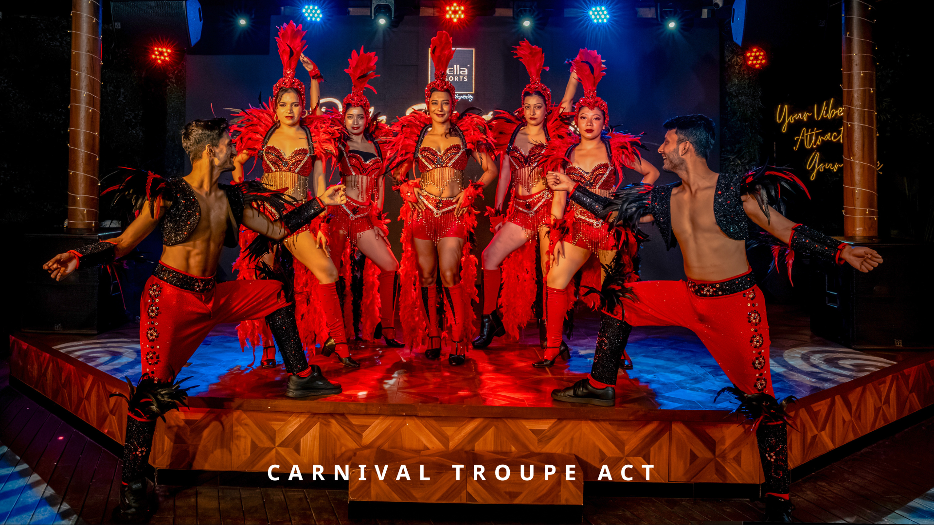 Della Red Feather Showgirls