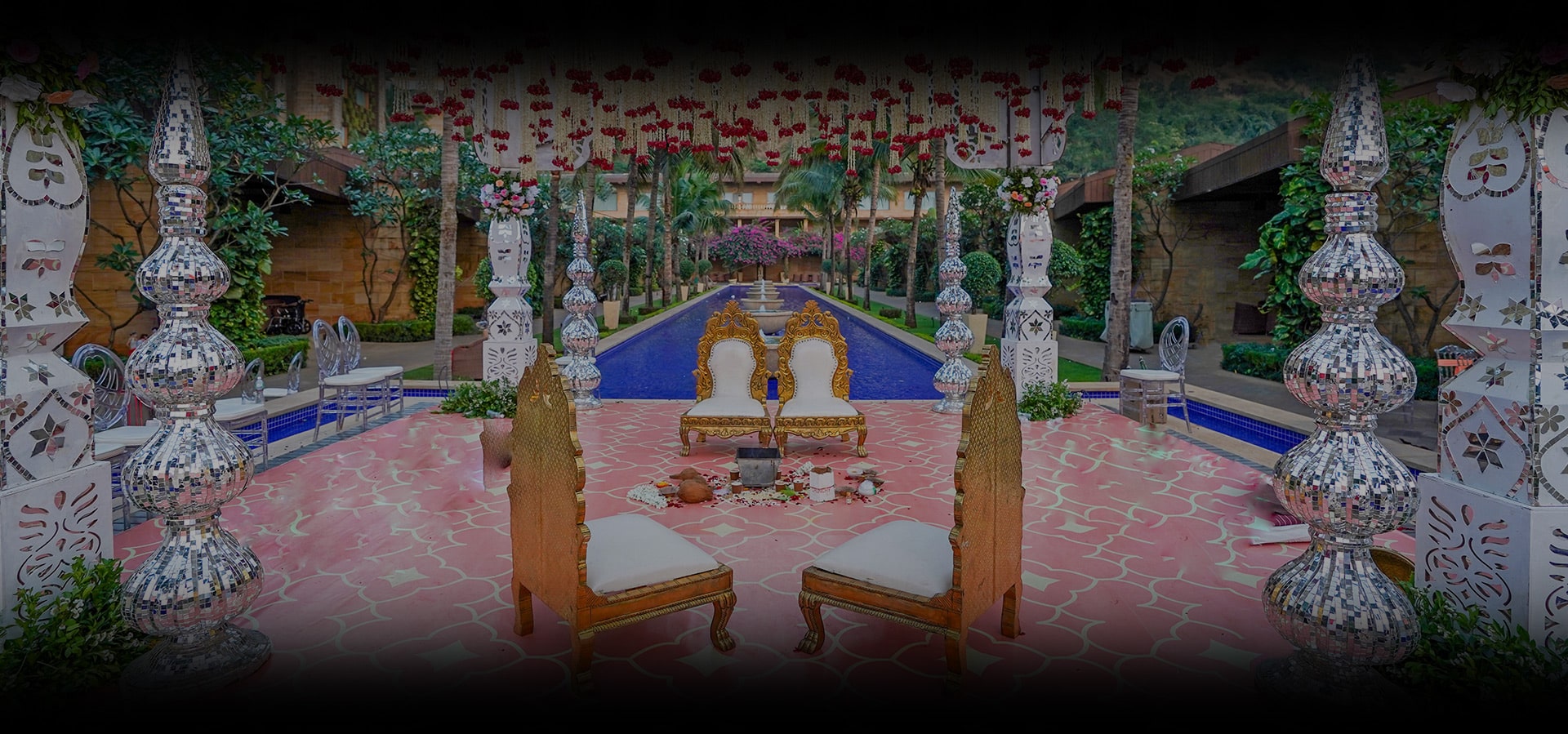 wedding home banner showcasing Della Resort's stunning decor